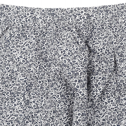 Marks and Spencer Womens Blue Floral Cotton Flare Skirt Size 20