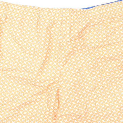 Marks and Spencer Mens Orange Geometric Polyester Bermuda Shorts Size 3XL L6 in Regular Drawstring - Swim Shorts