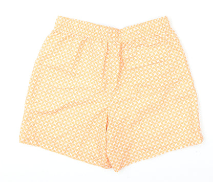 Marks and Spencer Mens Orange Geometric Polyester Bermuda Shorts Size S L6 in Regular Drawstring - Swim Shorts