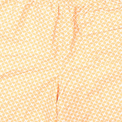 Marks and Spencer Mens Orange Geometric Polyester Bermuda Shorts Size S L6 in Regular Drawstring - Swim Shorts