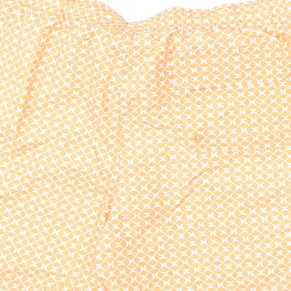Marks and Spencer Mens Orange Geometric Polyester Bermuda Shorts Size 2XL Regular Drawstring - Swim Shorts