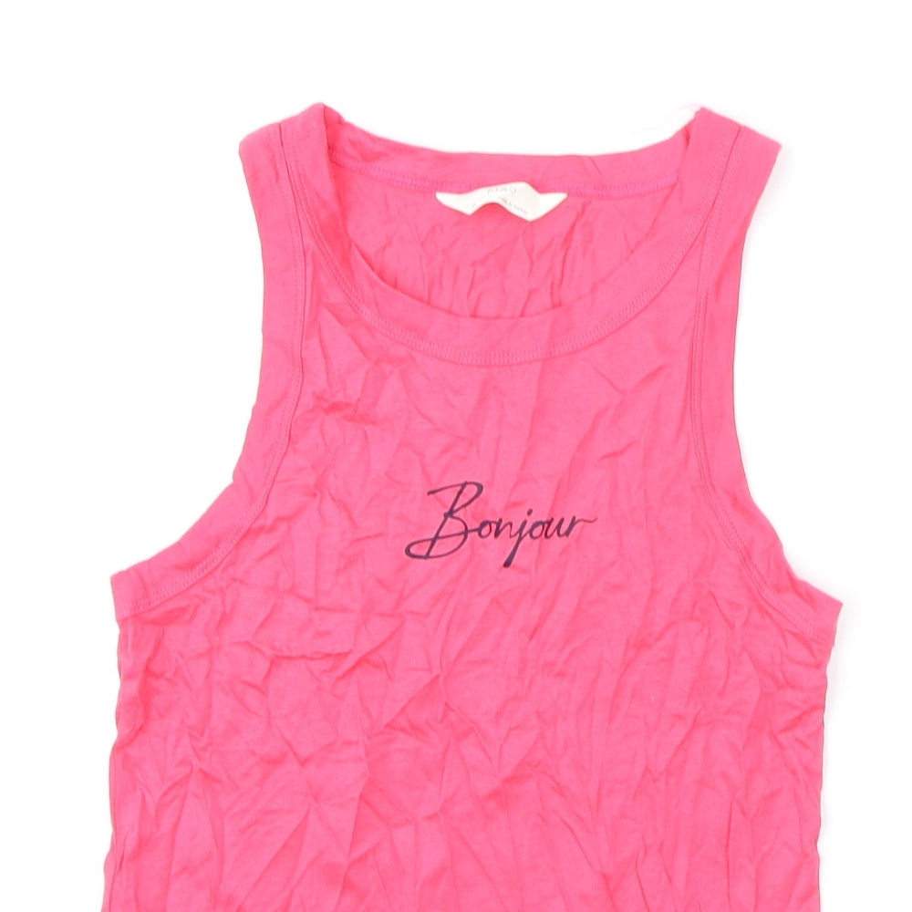 Marks and Spencer Womens Pink Solid Cotton Top Pyjama Top Size XS - Bonjour