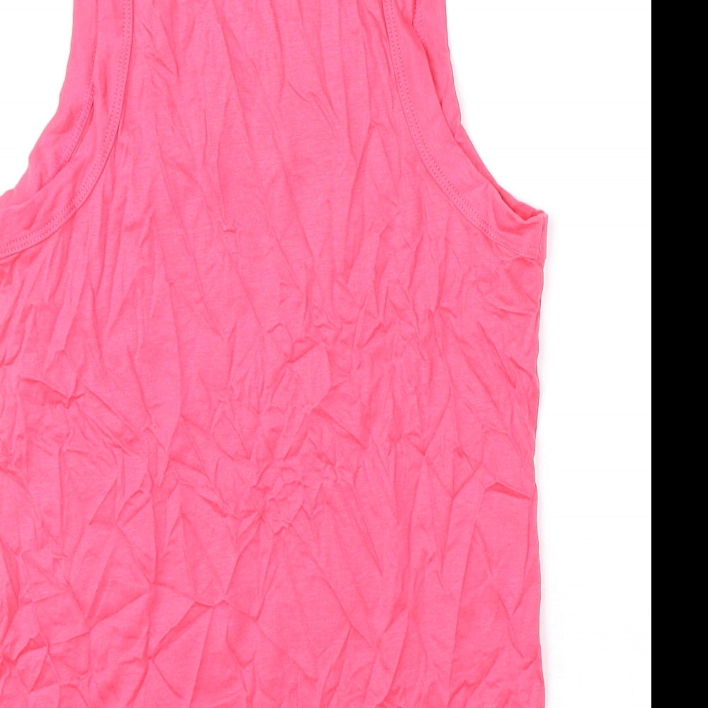 Marks and Spencer Womens Pink Solid Cotton Top Pyjama Top Size XS - Bonjour