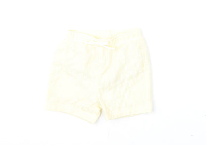 Marks and Spencer Boys Yellow Striped Cotton Cropped Trousers Size 12-18 Months Drawstring - Swim Shorts