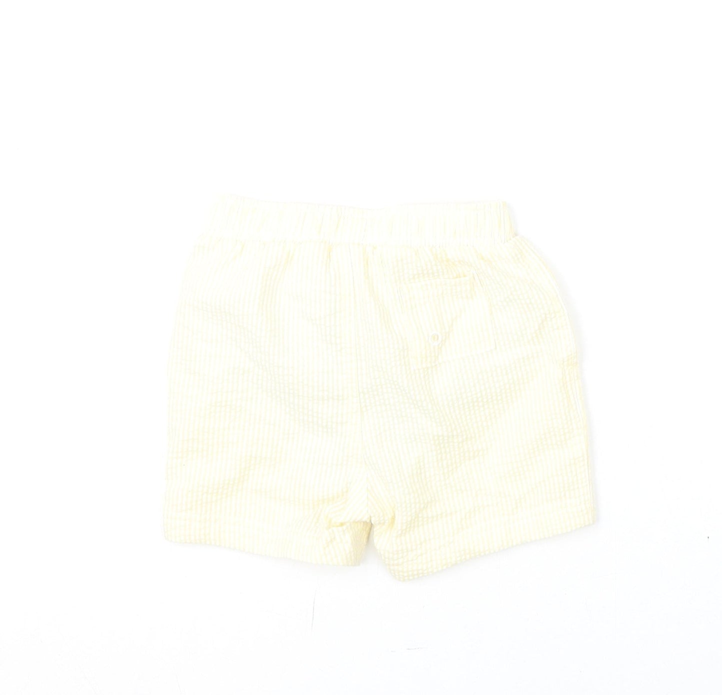 Marks and Spencer Boys Yellow Striped Cotton Cropped Trousers Size 12-18 Months Drawstring - Swim Shorts