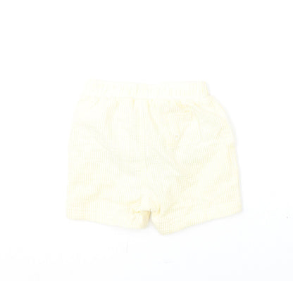 Marks and Spencer Boys Yellow Striped Cotton Cropped Trousers Size 12-18 Months Drawstring - Swim Shorts