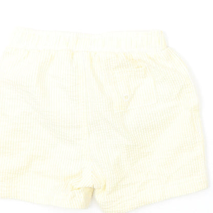Marks and Spencer Boys Yellow Striped Cotton Cropped Trousers Size 12-18 Months Drawstring - Swim Shorts