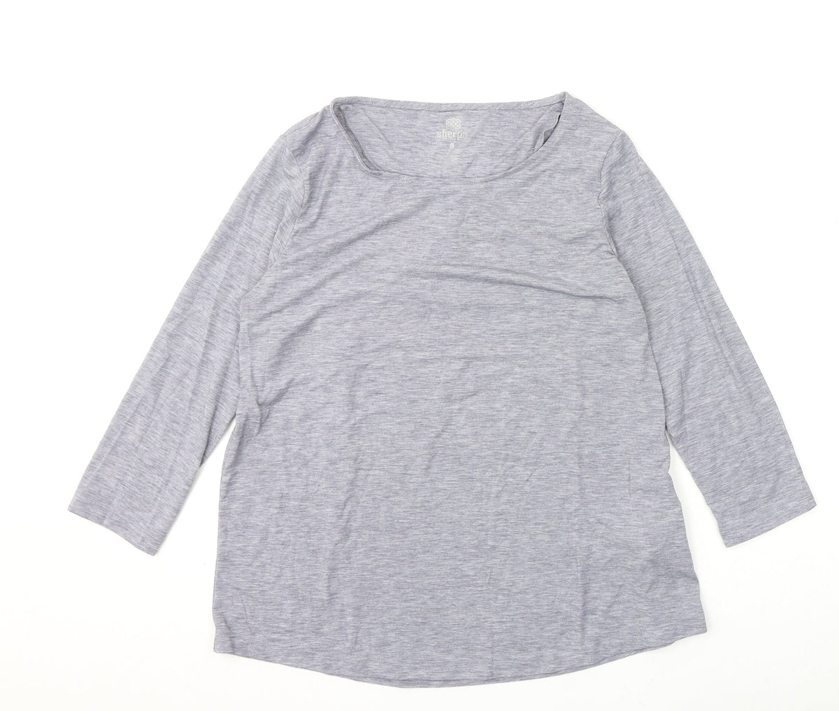 Sherpa Womens Grey Polyester Basic T-Shirt Size S Round Neck