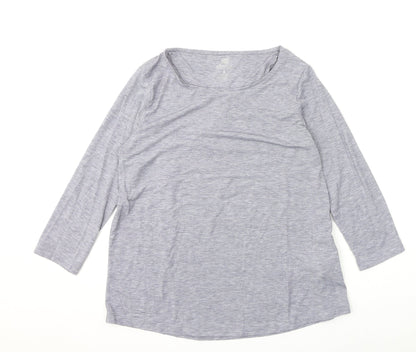 Sherpa Womens Grey Polyester Basic T-Shirt Size S Round Neck