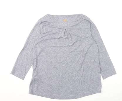 Sherpa Womens Grey Polyester Basic T-Shirt Size S Round Neck