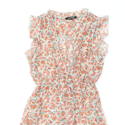 Izabel Womens Multicoloured Floral Polyester A-Line Size M V-Neck Pullover