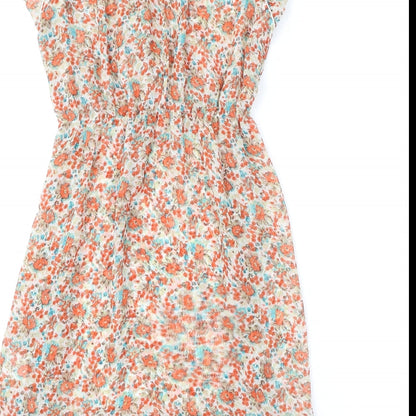 Izabel Womens Multicoloured Floral Polyester A-Line Size M V-Neck Pullover