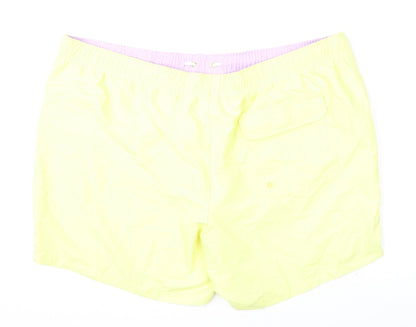 Marks and Spencer Mens Yellow Polyester Bermuda Shorts Size 3XL L6 in Regular Drawstring - Swim Shorts