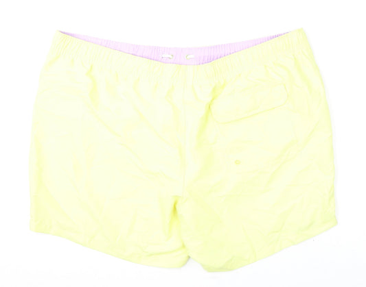 Marks and Spencer Mens Yellow Polyester Bermuda Shorts Size 3XL L6 in Regular Drawstring - Swim Shorts