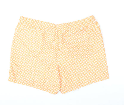 Marks and Spencer Mens Orange Geometric Polyester Bermuda Shorts Size 2XL L6 in Regular Drawstring - Swim Shorts