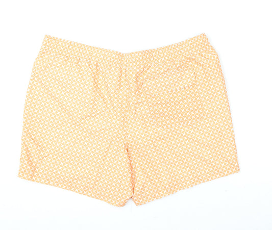 Marks and Spencer Mens Orange Geometric Polyester Bermuda Shorts Size 2XL L6 in Regular Drawstring - Swim Shorts