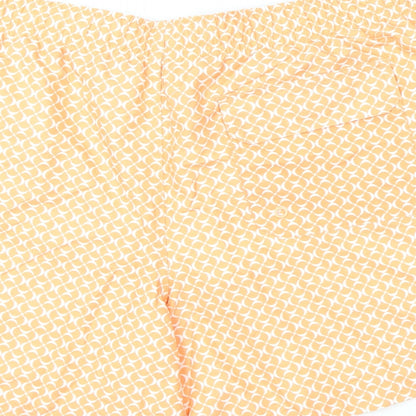 Marks and Spencer Mens Orange Geometric Polyester Bermuda Shorts Size 2XL L6 in Regular Drawstring - Swim Shorts