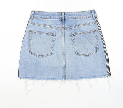 Topshop Womens Blue Cotton Mini Skirt Size 10 Zip - Unavailable