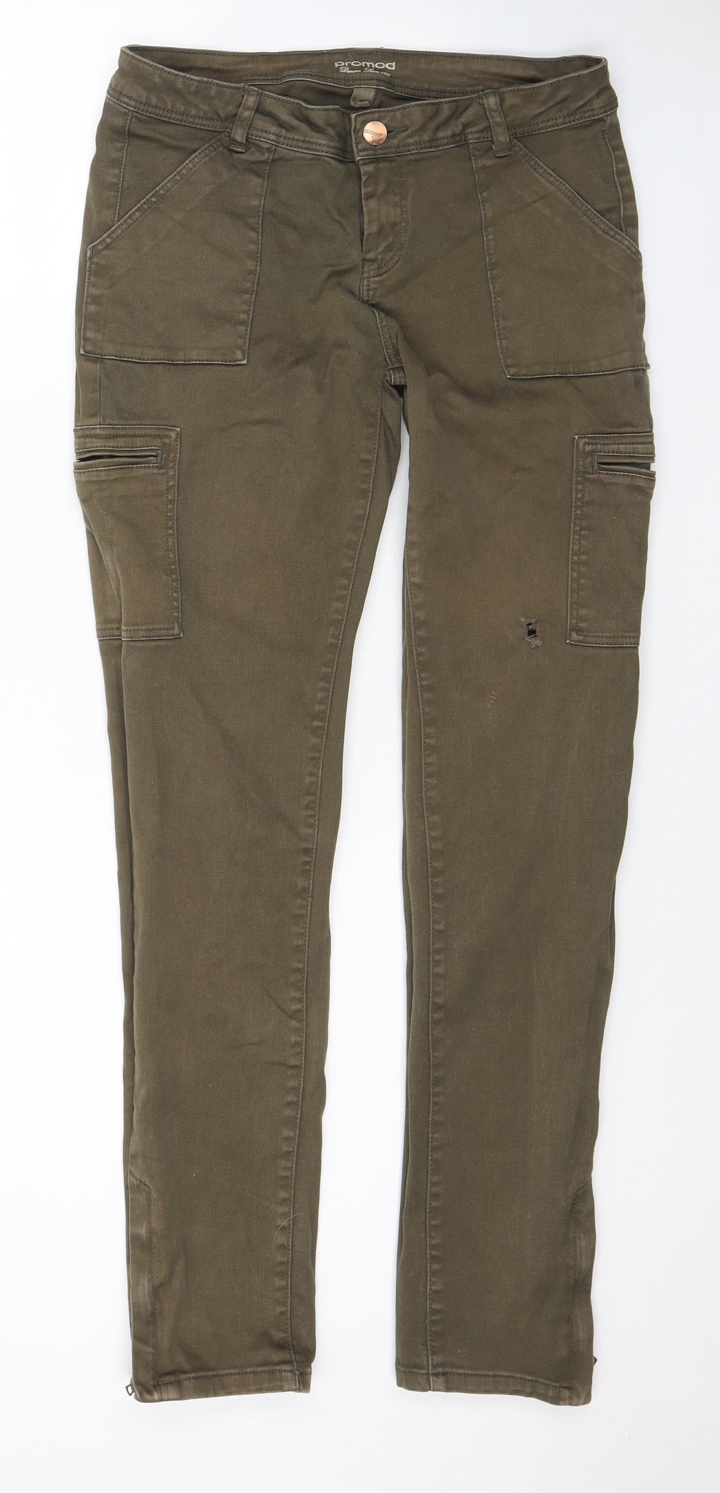 Promod Womens Brown Cotton Skinny Jeans Size 30 in L28 in Regular Zip - Cargo Style