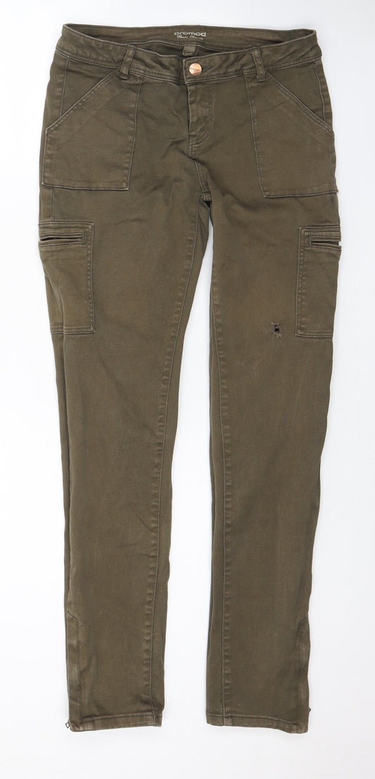 Promod Womens Brown Cotton Skinny Jeans Size 30 in L28 in Regular Zip - Cargo Style
