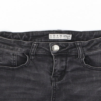 Divided by H&M Womens Black Cotton Hot Pants Shorts Size 4 L3 in Regular Zip