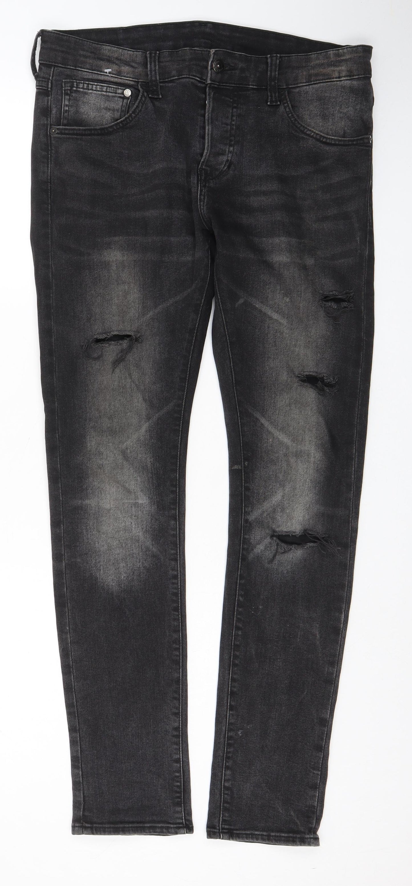 Denim & Co. Mens Black Cotton Skinny Jeans Size 32 in L32 in Regular Button