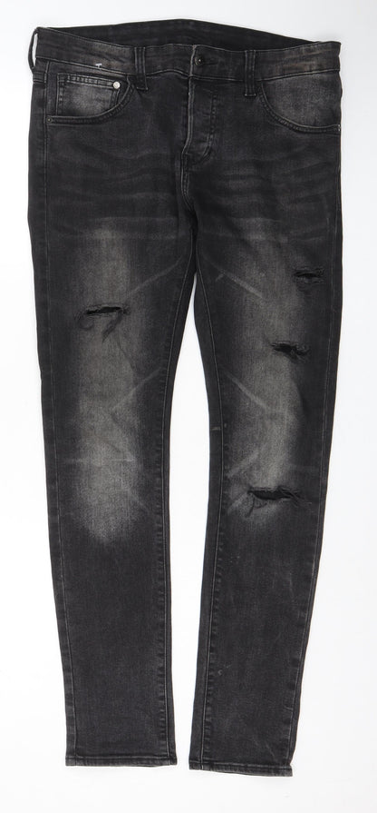 Denim & Co. Mens Black Cotton Skinny Jeans Size 32 in L32 in Regular Button