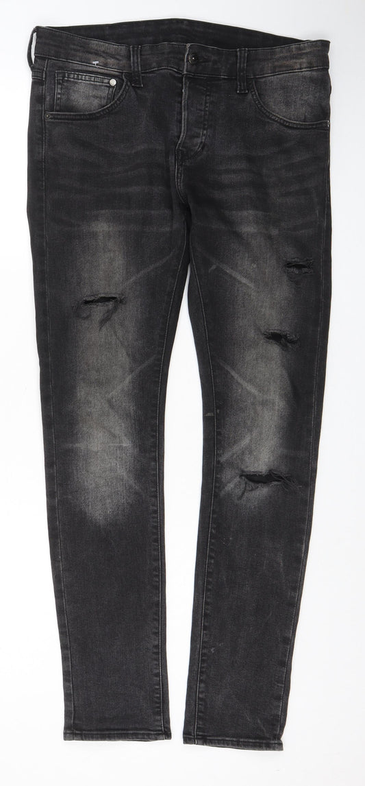 Denim & Co. Mens Black Cotton Skinny Jeans Size 32 in L32 in Regular Button