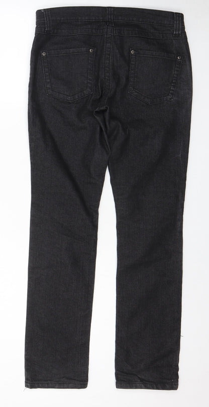 Dorothy Perkins Womens Black Cotton Skinny Jeans Size 10 L28 in Regular Zip