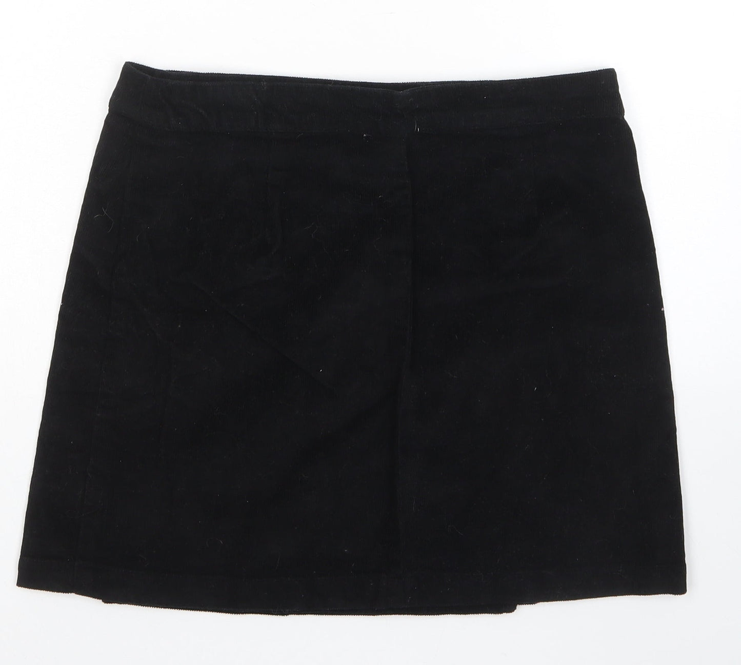 ASOS Womens Black Cotton Wrap Skirt Size 10 Button