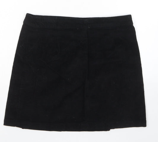 ASOS Womens Black Cotton Wrap Skirt Size 10 Button