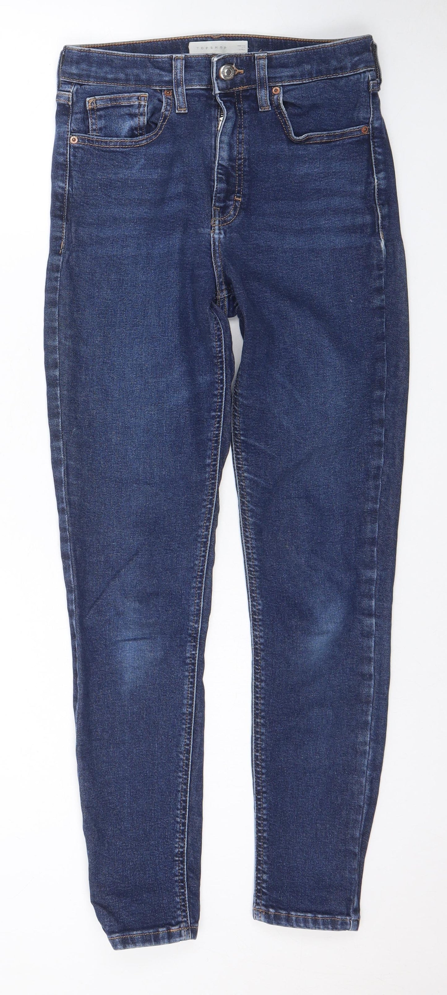 Topshop Womens Blue Cotton Skinny Jeans Size 28 in L32 in Regular Zip