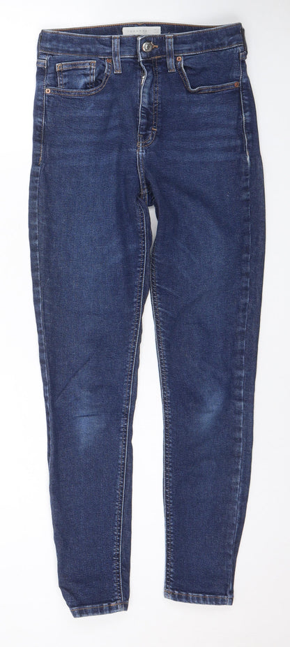 Topshop Womens Blue Cotton Skinny Jeans Size 28 in L32 in Regular Zip