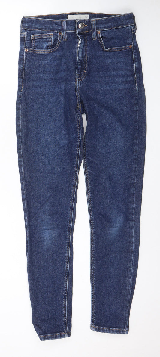 Topshop Womens Blue Cotton Skinny Jeans Size 28 in L32 in Regular Zip