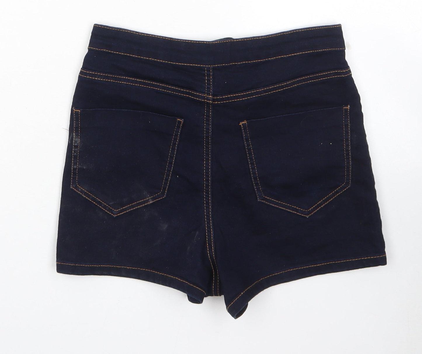 Denim & Co. Womens Blue Cotton Hot Pants Shorts Size 10 L3 in Regular Zip