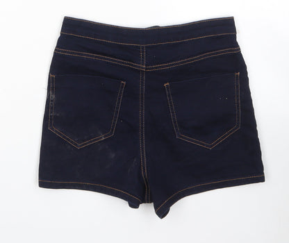 Denim & Co. Womens Blue Cotton Hot Pants Shorts Size 10 L3 in Regular Zip