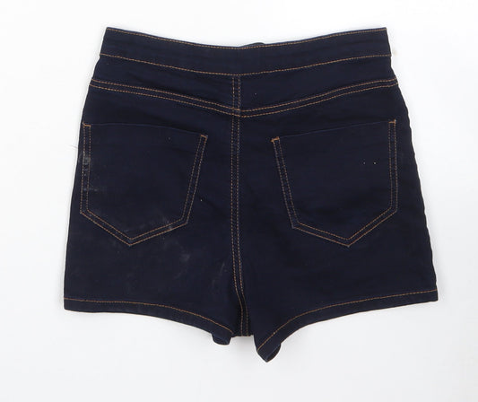 Denim & Co. Womens Blue Cotton Hot Pants Shorts Size 10 L3 in Regular Zip