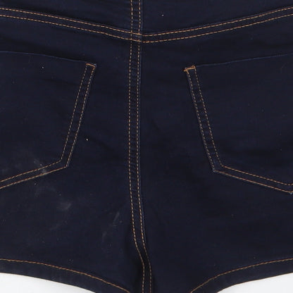 Denim & Co. Womens Blue Cotton Hot Pants Shorts Size 10 L3 in Regular Zip