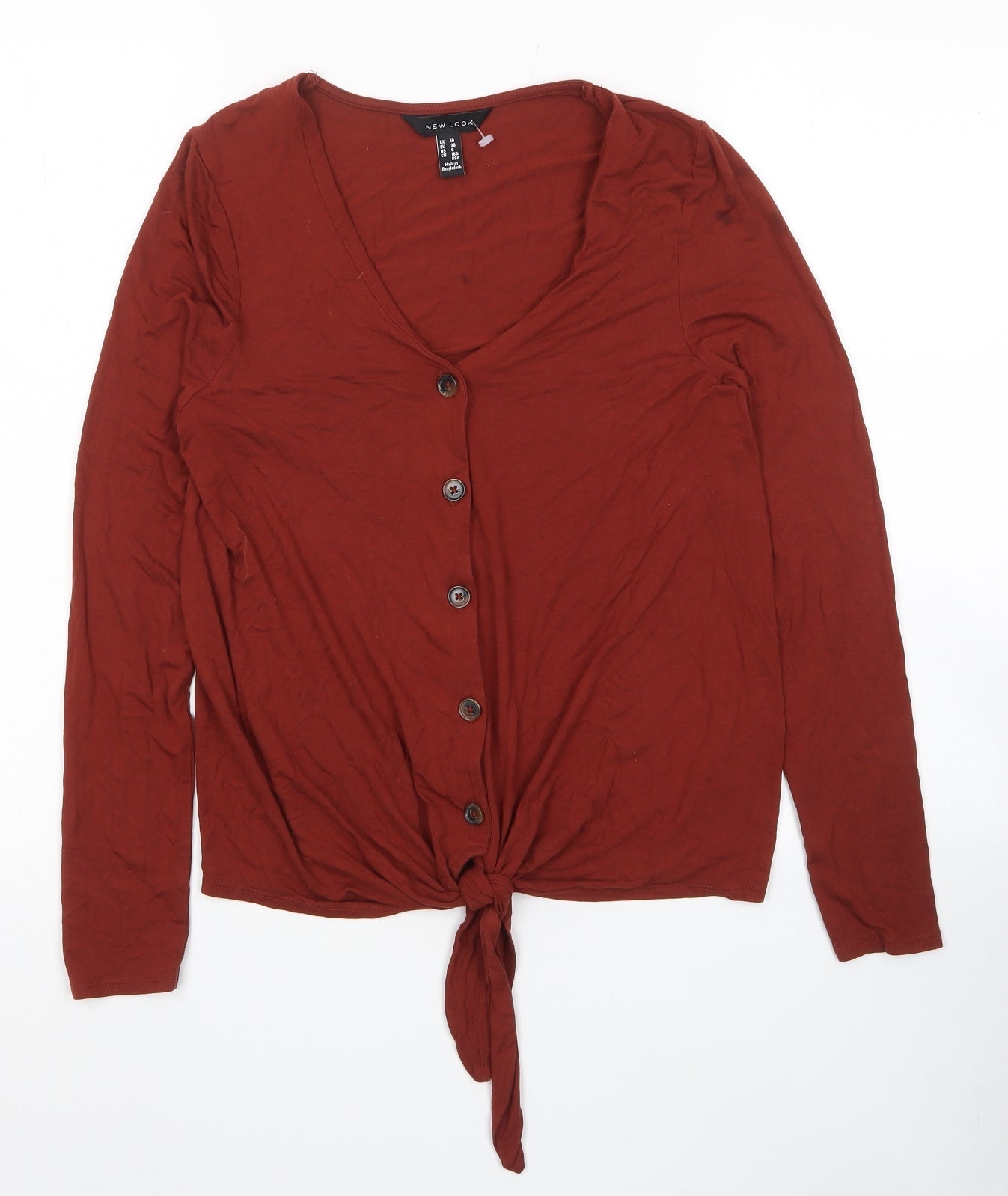 Womens UK Size 10 New Look Brown Basic Button-Up