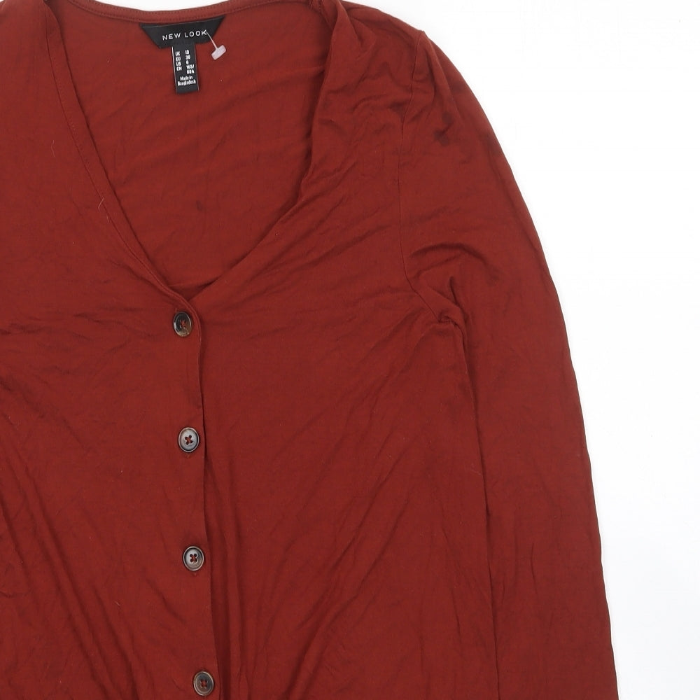 Womens UK Size 10 New Look Brown Basic Button-Up