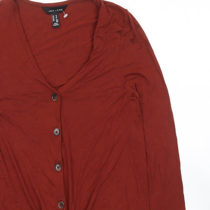 Womens UK Size 10 New Look Brown Basic Button-Up