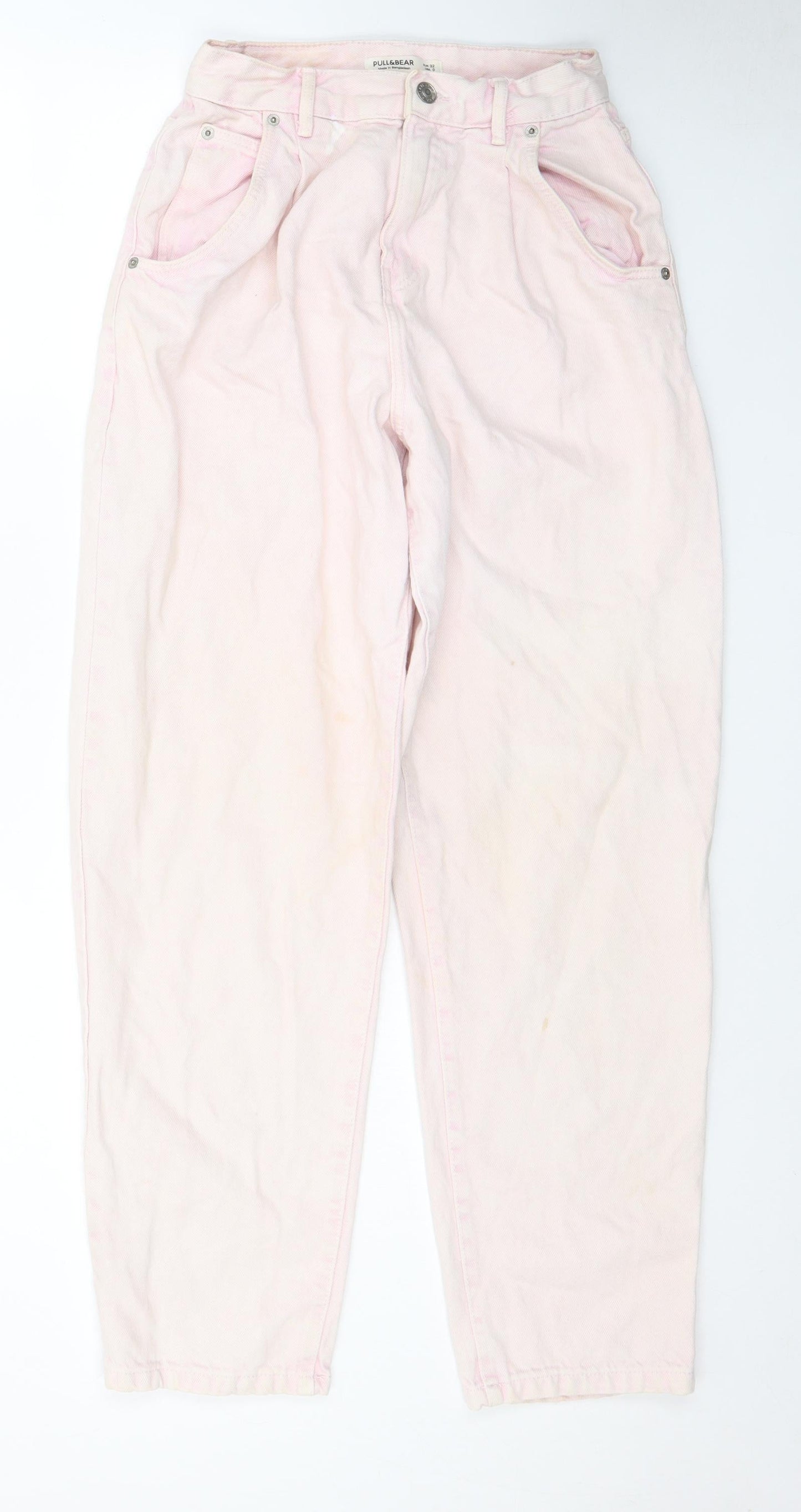 Pull&Bear Womens Pink Cotton Straight Jeans Size 4 L27 in Regular Zip