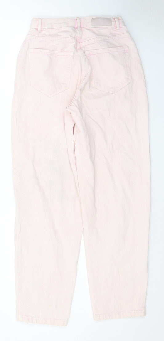Pull&Bear Womens Pink Cotton Straight Jeans Size 4 L27 in Regular Zip