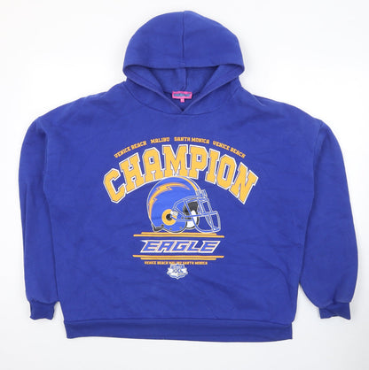 Edikted Womens Blue Viscose Pullover Hoodie Size XS Pullover - Champion Eagle Size XS/S