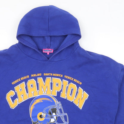 Edikted Womens Blue Viscose Pullover Hoodie Size XS Pullover - Champion Eagle Size XS/S