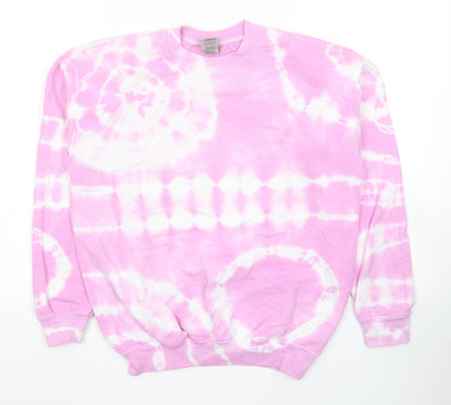 Gildan Girls Pink Cotton Pullover Hoodie Size L Pullover - Tie Dye