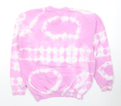 Gildan Girls Pink Cotton Pullover Hoodie Size L Pullover - Tie Dye