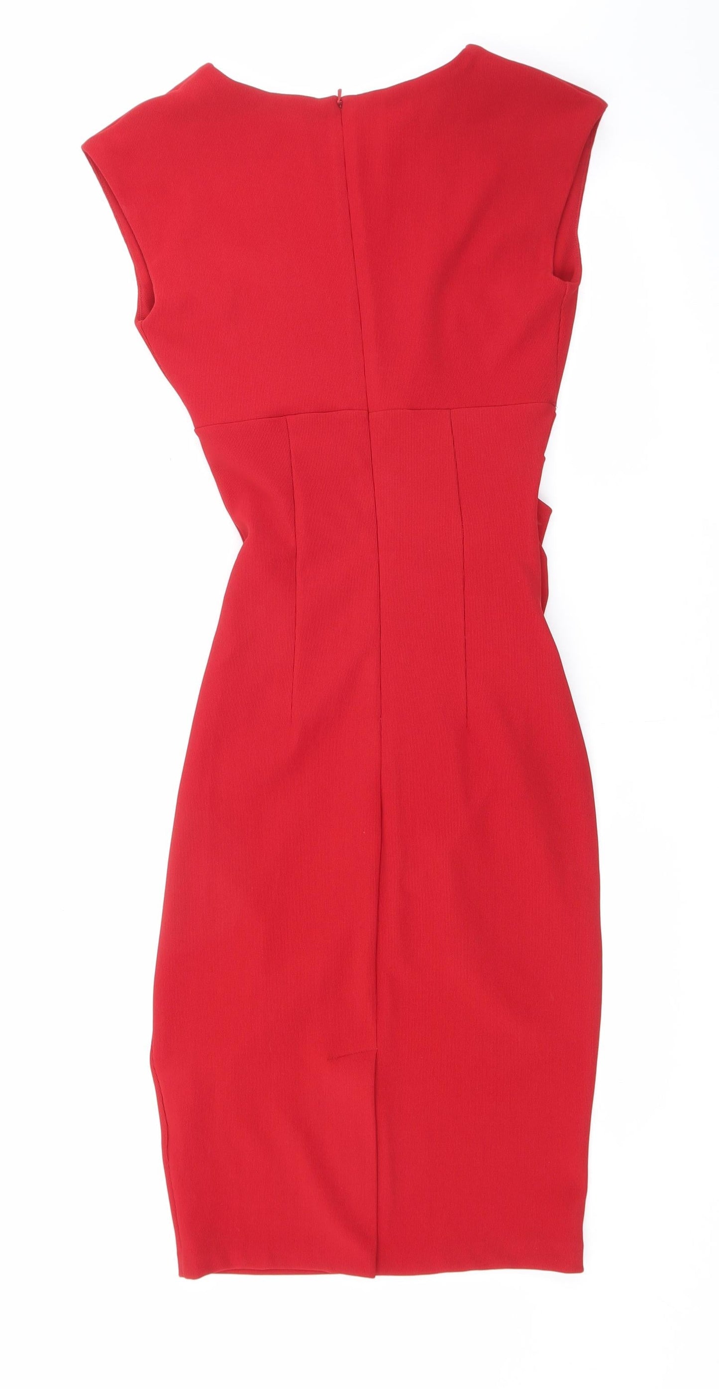 Diva Womens Red Polyester Bodycon Size S V-Neck Zip