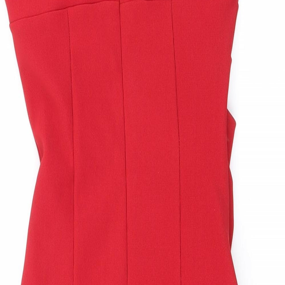 Diva Womens Red Polyester Bodycon Size S V-Neck Zip