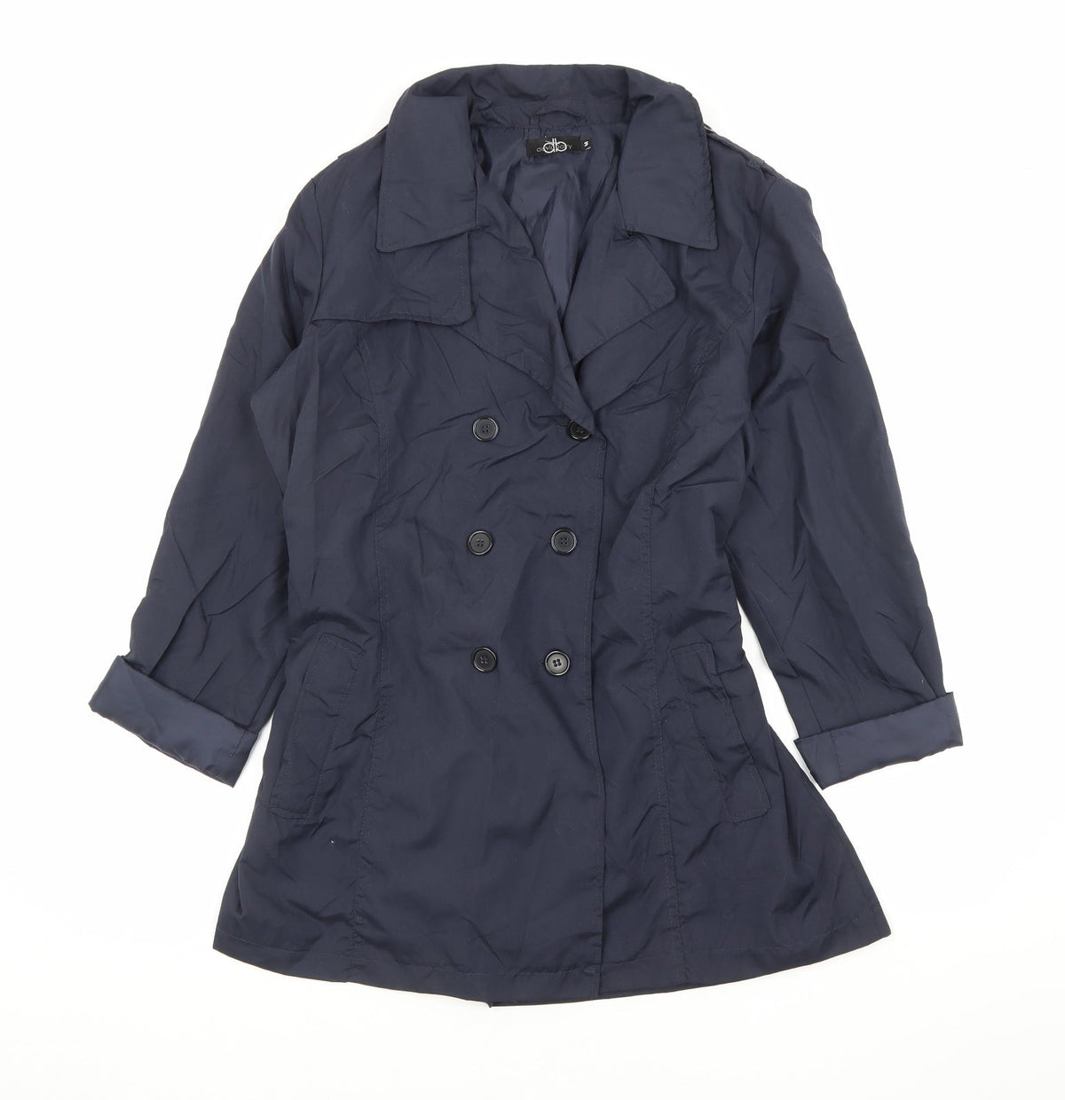 David Perry Womens Blue Trench Coat Jacket Size M Button